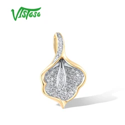 VISTOSO Authentic 14K 585 Yellow Gold Pendant For Women Sparkling Diamond Exquisite Flower Wedding Anniversary Fine Chic Jewelry