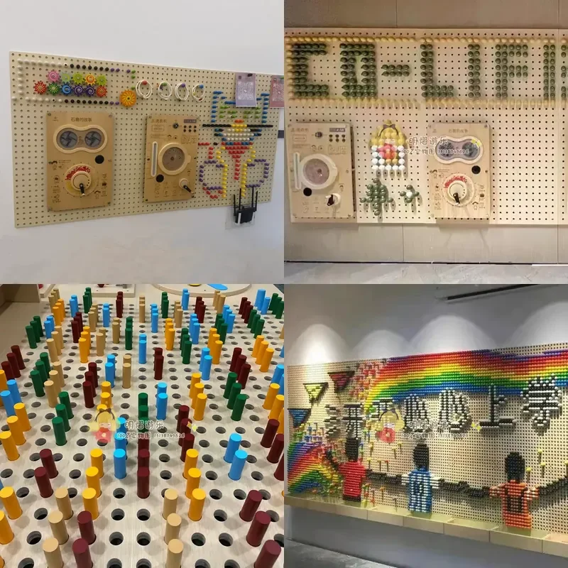 2026 Kindergarten building block wall hole board overhead layer wall toy corridor educational operation board building block