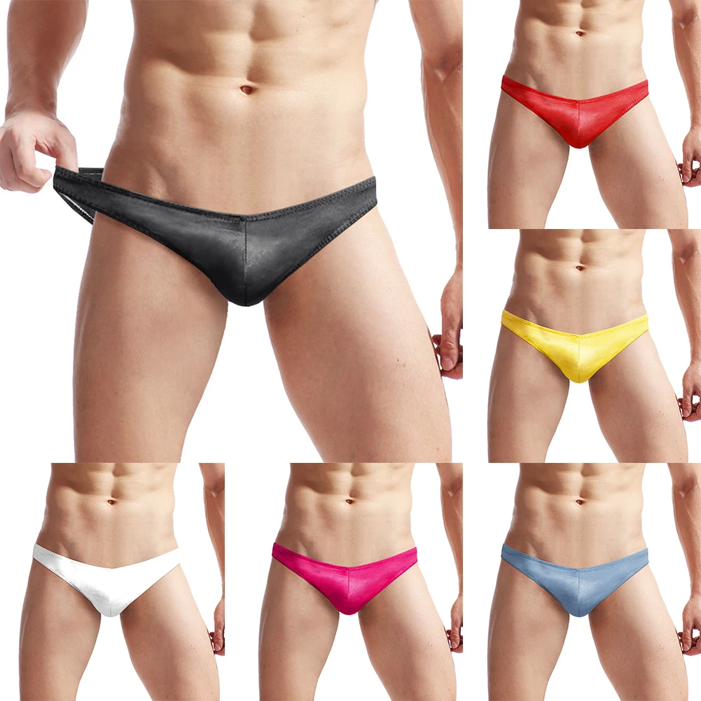 Sexy Men Briefs Jock Strap Seamless Underwear Solid Low Rise Trunks Hight Cut Mini Underpants Elasticity Casual Swimwear