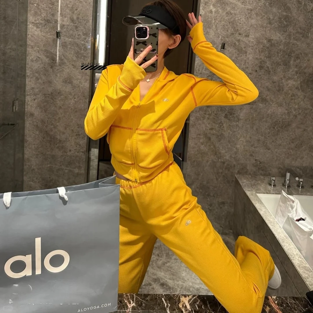 

Early Spring 25 Style Yoga Sport Hooded Open Cardigan Long Pants Casual Set Soft Cashmere Long Sleeve Zipper Closure Women's ...