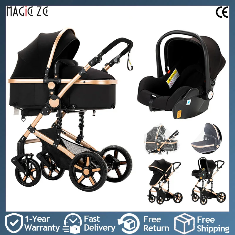 

Reenborn Baby Stroller 4 in 1 ISOFIX Baby Travel System Multifunctional Baby Pram for Toddlers Buggy Travel Pushchair Infant