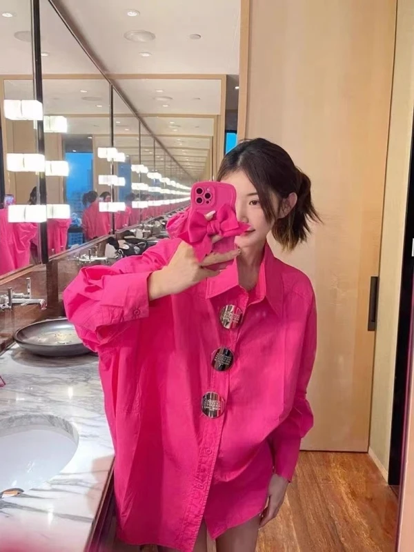 

plus Size 300 Pounds Medium Long Shirt with Big Buttons for Men And Women Spring Autumn Seasonal Durable Anti-static Breathable