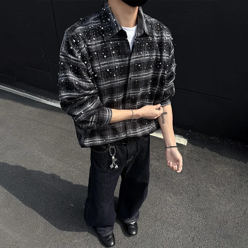 

LUZHEN Social Elegant Plaid Printed Long Sleeve Shirts Coat Men's 2025 Spring High Quality Fashion Korean Casual Clothes JY3417