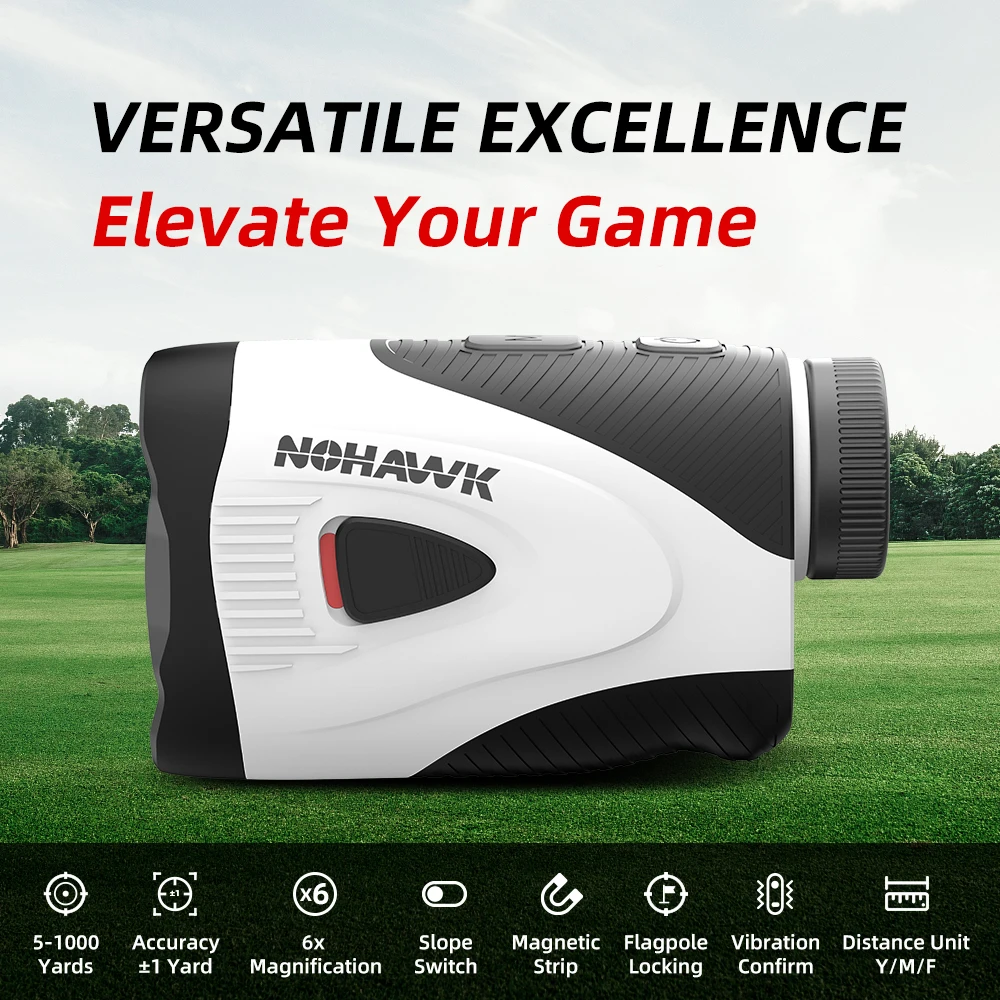 NOHAWK Golf Rangefinder with Slope Switch, Laser Range Finder for Golfing with Flag Locking Vibration, USB-C Charge Magnetic