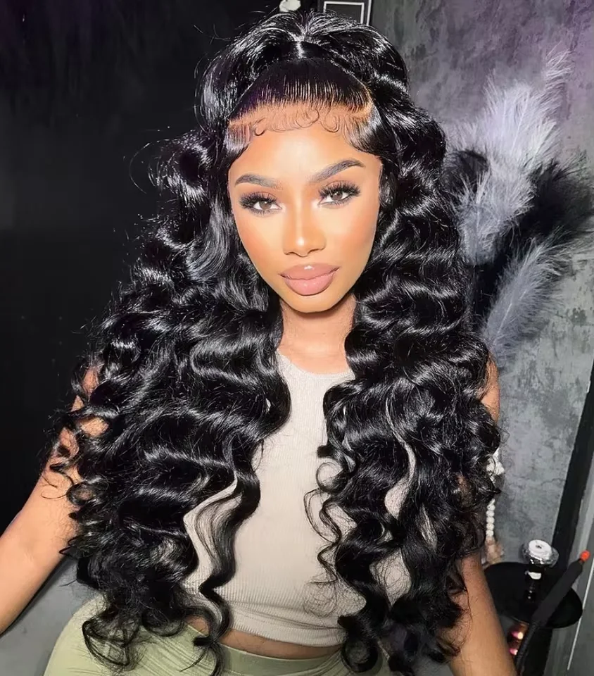Loose Deep Wave 13x6 Lace Front Human Hair Wigs Brazilian Curly Water Wavy 40 42 Inch HD 13x4 Lace Frontal Wigs For Women 250%