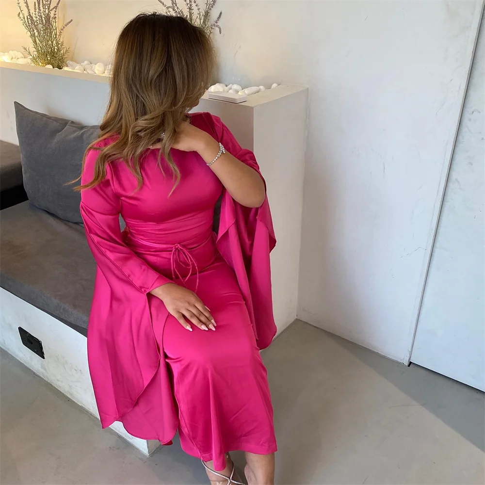 ROYET-Robe de Soirée de Forme Sirène pour Femme, Élégante, Classique, Simple, Col Rond, Demi Manches, Longueur Rincée, Formelle, Bal, Personnalisée, 2025