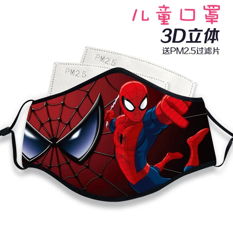 New Spider Man Captain America Cartoon Personality Dustproof Anti-smog Breathable Cotton Mask High-looking Washable Mask