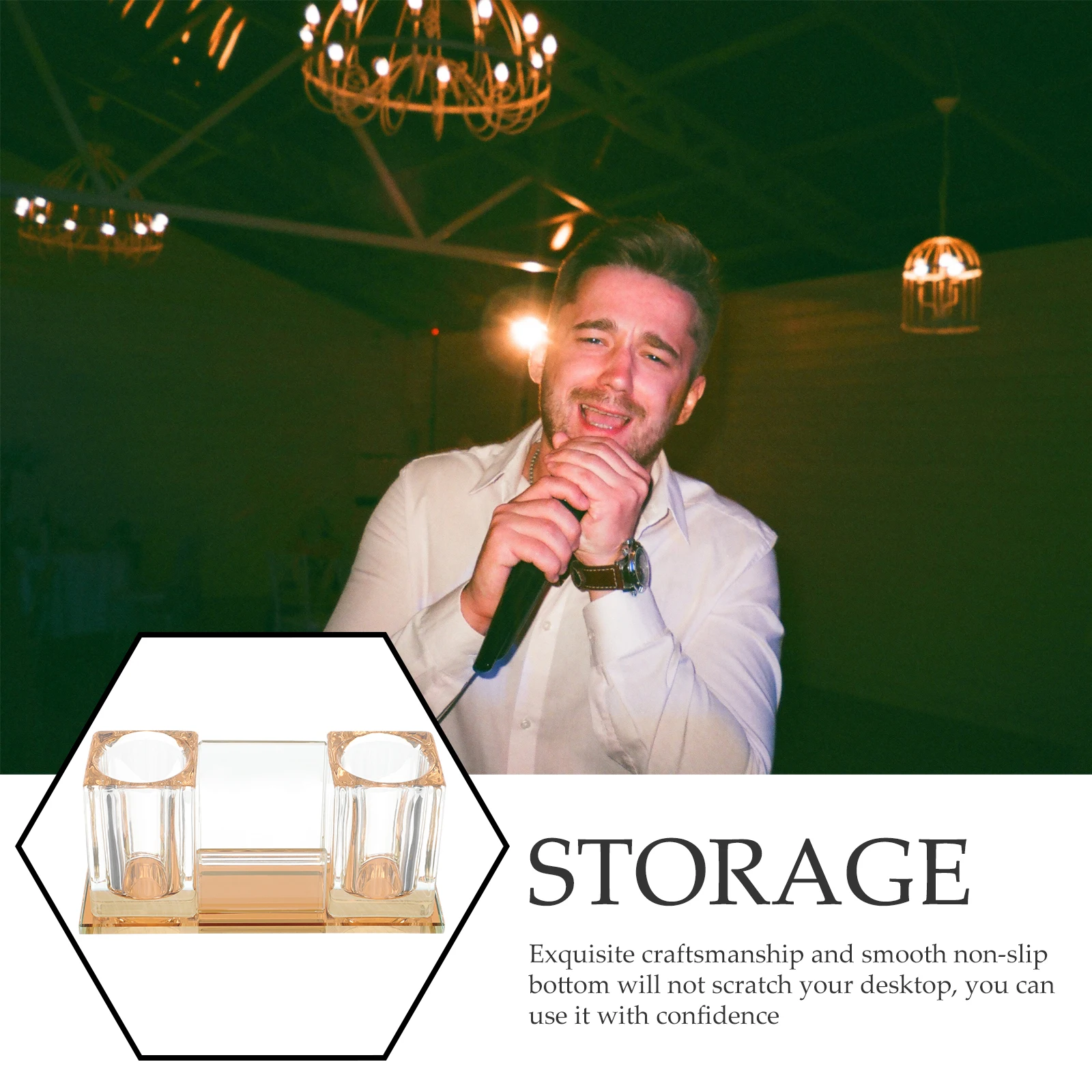 

Crystal Microphone Stand Holder for Wireless Desktop Acrylic Stable Base Storage KTV Home Stage Studio Broadcasting Non Slip