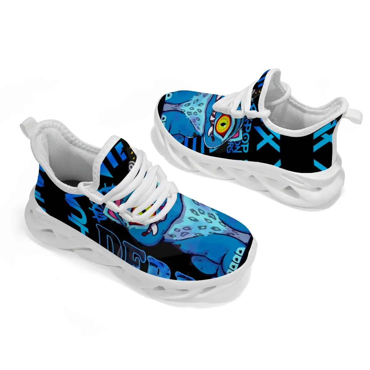 

New Witch Hunter Team's Fashionable Color-blocking Lightweight Fly-weave Cutout Soft-soled Lace-up Casual Sports Flat Shoes