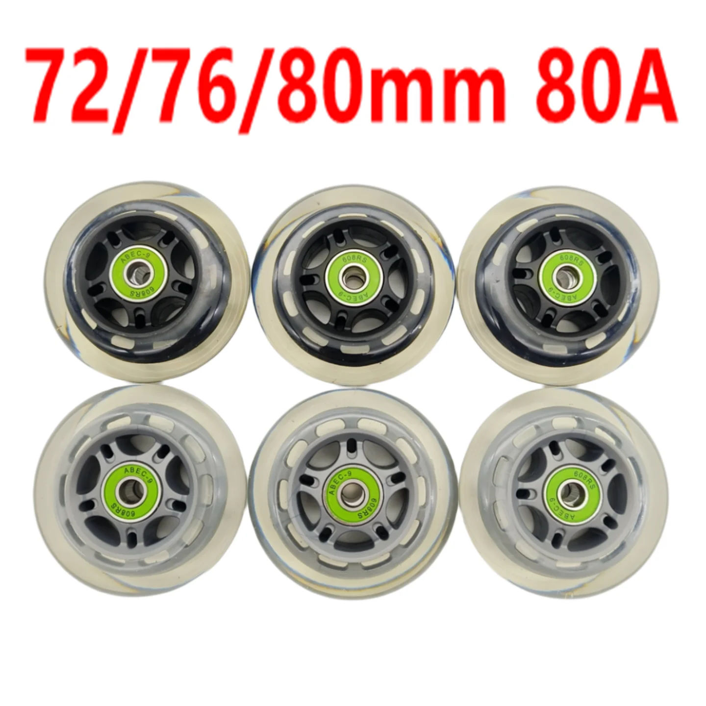 roller skates wheel scooter wheel 80x24 black gray transparent color 8pcs/lot