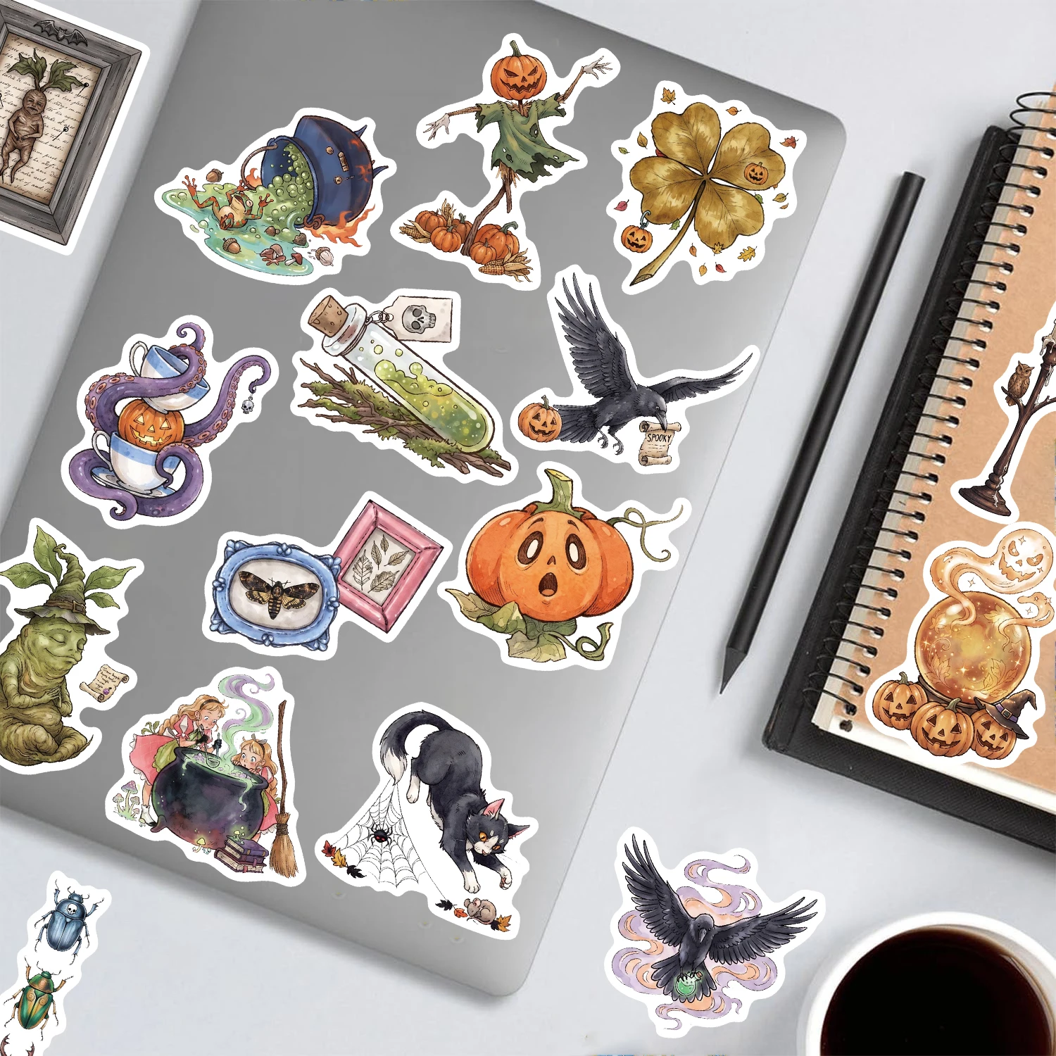 50PCS Happy Halloween Sticker Supplies Skateboard Aesthetic DIY Graffiti Fridge Laptop Car Waterproof Phone Luggage Decoration