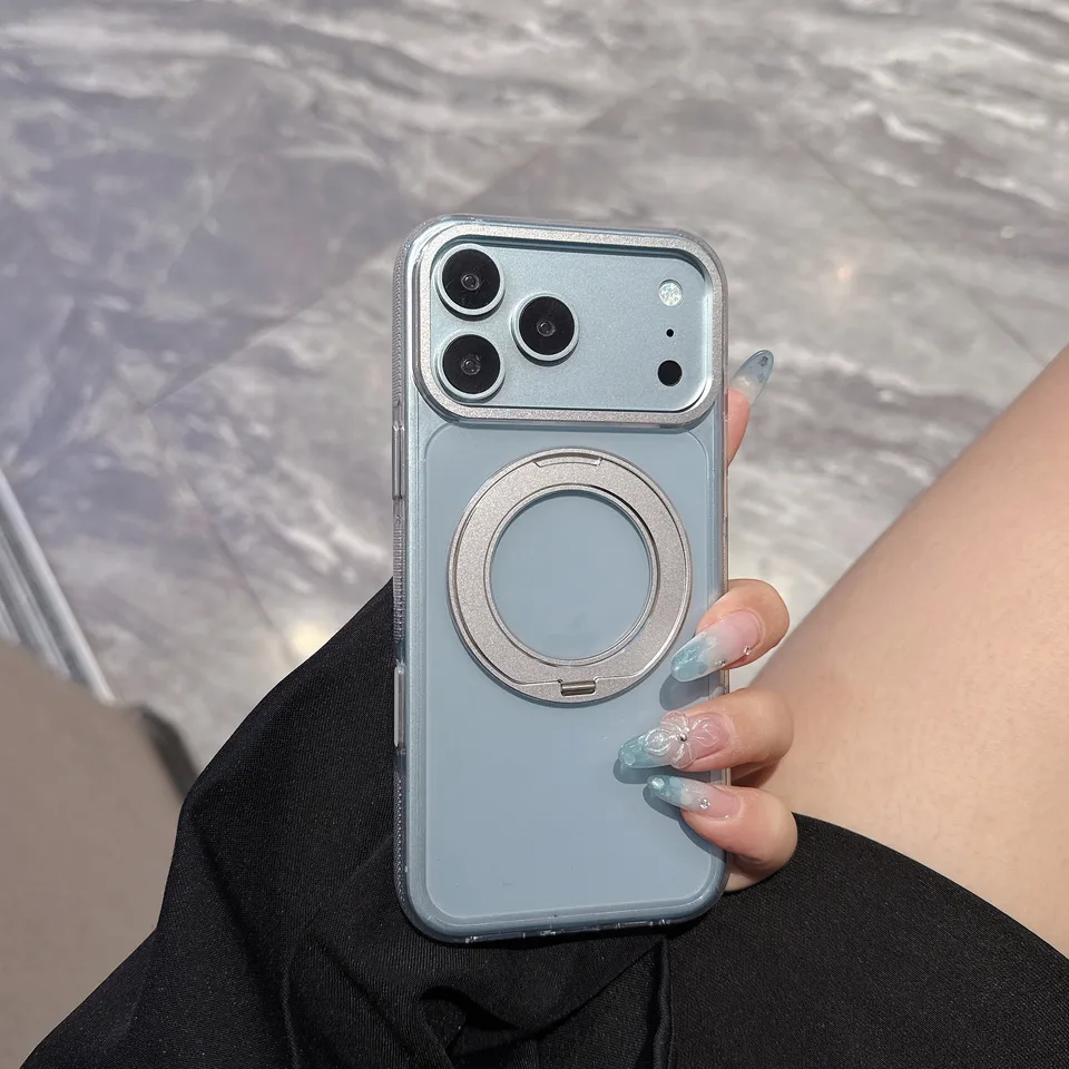 Funda magnética con soporte y colores contrastantes para iPhone 15 16 17 18 Pro Max con MagSafe 5