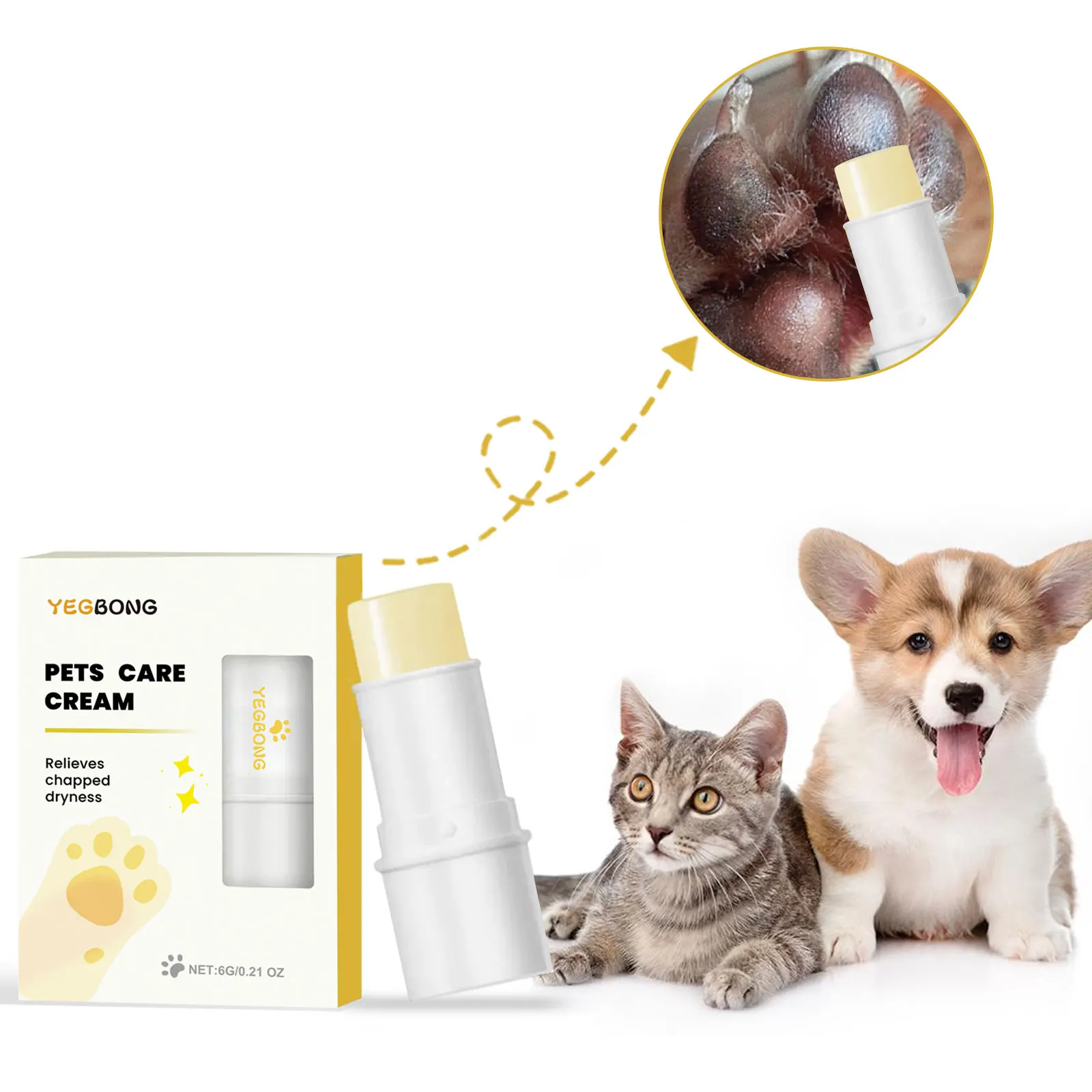 Paw Balm Stick Foot Moisturizer Claw Care Protection Paw Soother Dry Paw Cracked Protection Deep Nourishment Pet Foot Care Cream