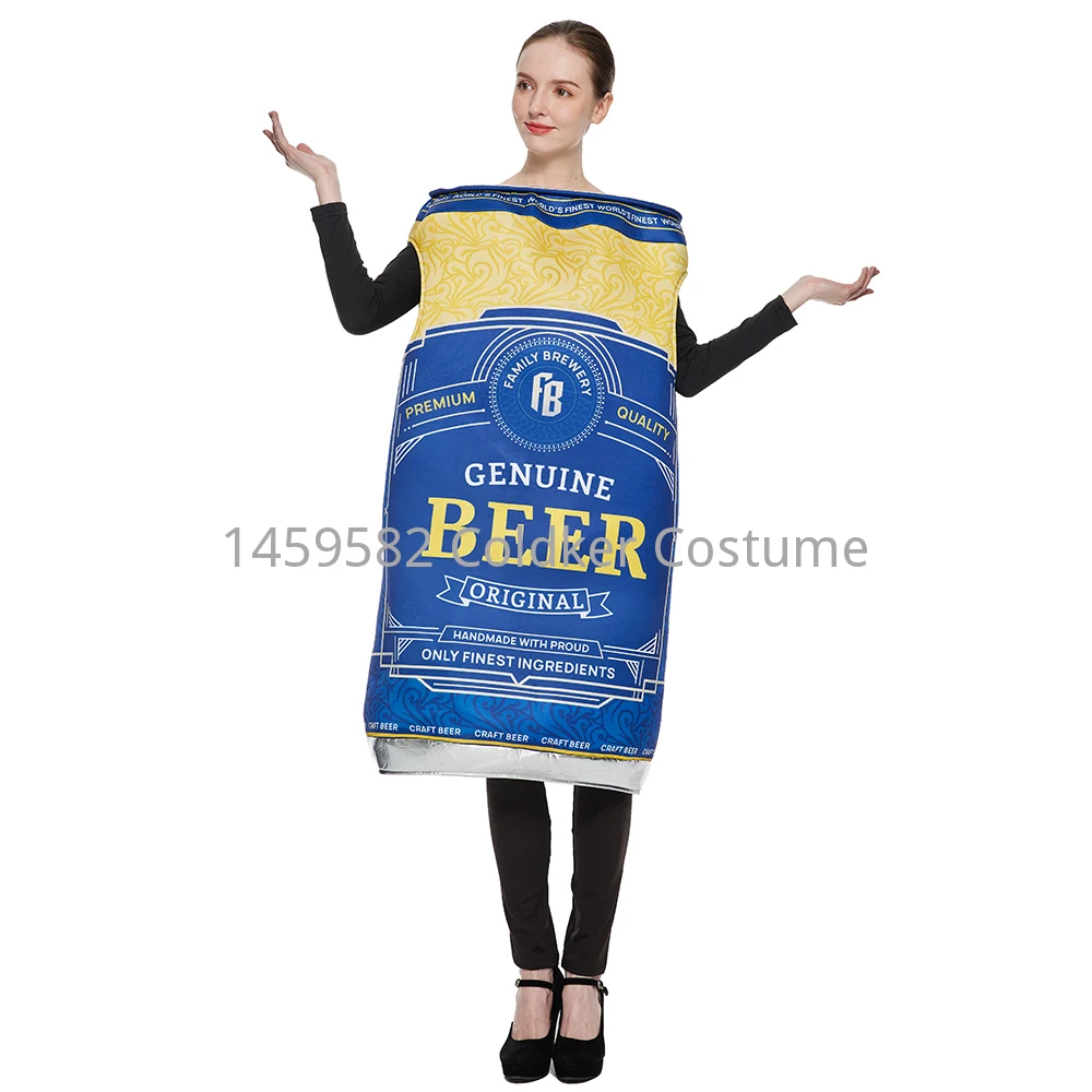 Funny Adult Beer Costume Unisex sponge Whisky Rum Bottle Beer Bottle Can Jumpsuits Halloween Costumes Beer Festival Purim Cos