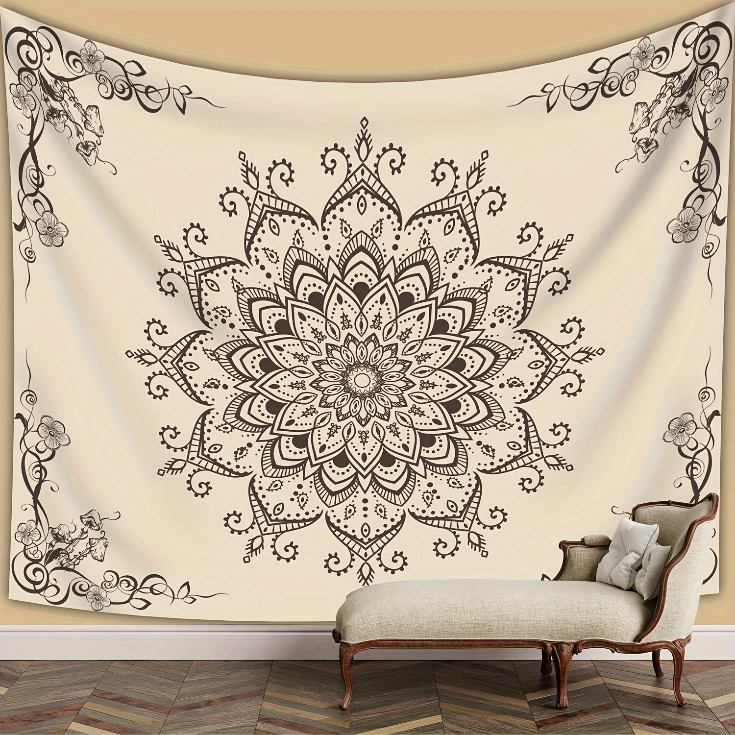 

1pc Large Bohemian Mandala Landscape Photo Wall Hanging for Living Room, Bedroom, Office Decoration, 100% Polyester