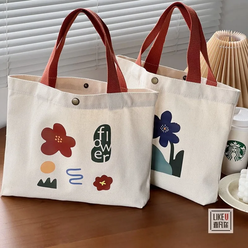 

Женский рюкзак-сумка через плечо с цветочным принтом, художественный, простой, в стиле ретро, портативный, студенческий, холщовый