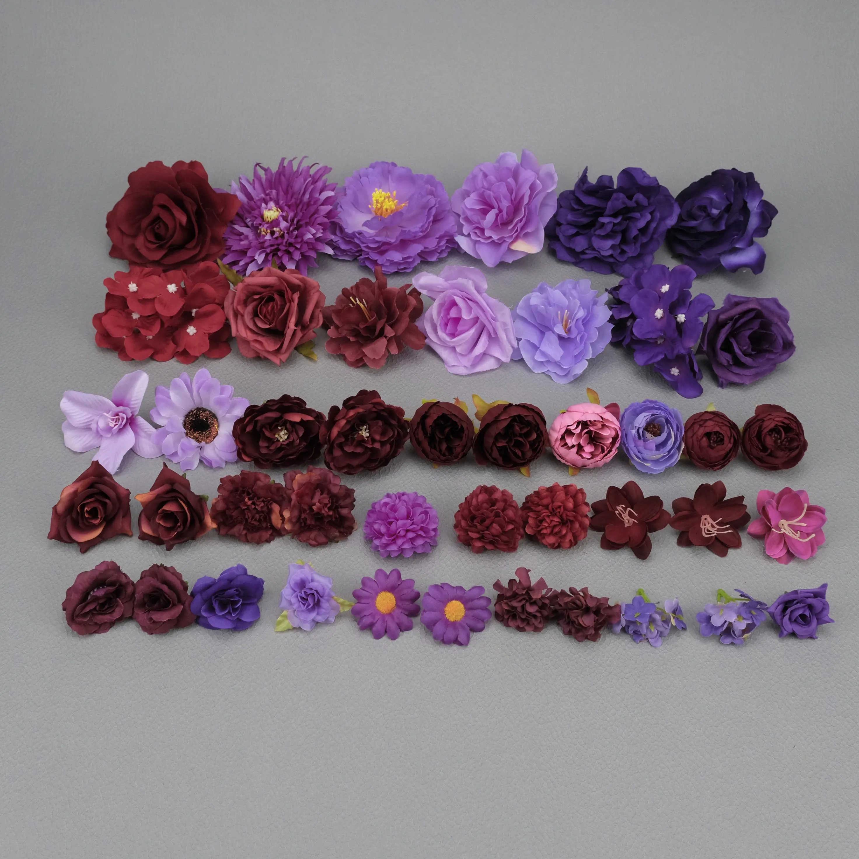 44Pcs Pink Artificial Silk Flower Heads Accesories Combo Set for Hairpin Crown Wall Crafts Make Ornament Accessories