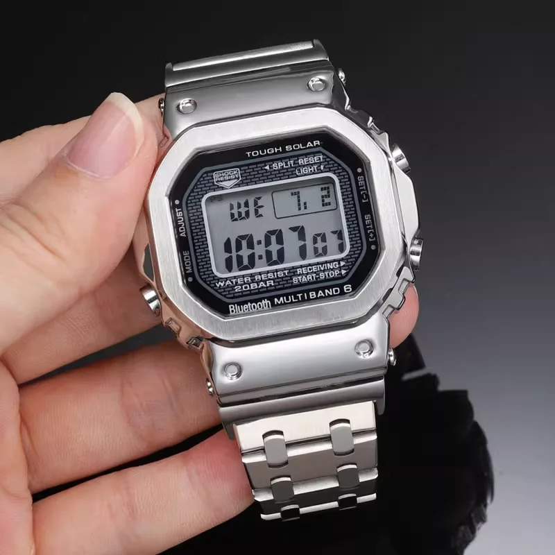 카시오 G-SHOCK GMW-B5000 GM-B2100 용 316 스테인레스 스틸 시계 밴드 고품질 수정 된 금속 스트랩 남성용 팔찌 액세서리
