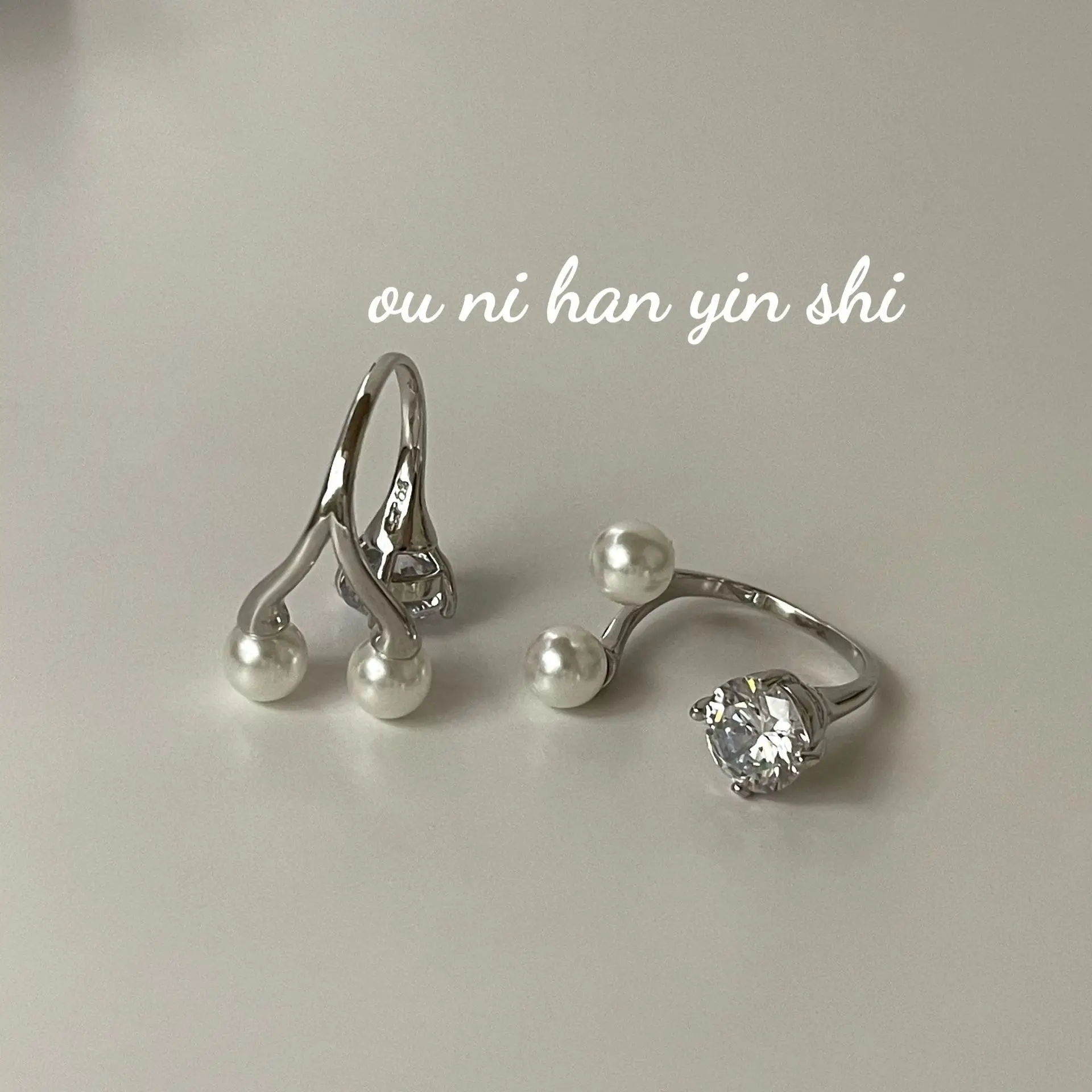 CHOZON S925 الصلبة الفضة اللؤلؤ الزركون خاتم الكورية الحد الأدنى بالجملة التراص المجوهرات للنساء