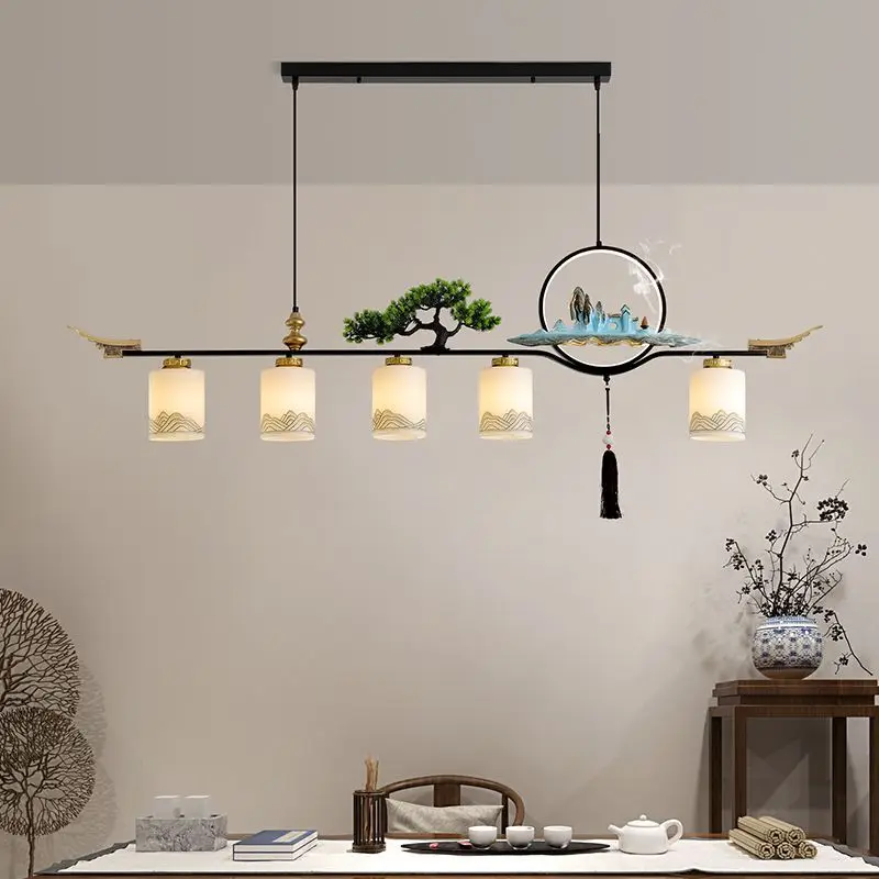 New Chinese tea room tea table Pendant Lights Zen Chinese restaurant office tea table lamp Chinese style retro front desk lamps