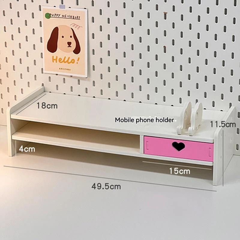 Desktop Elevated Rack With Drawers Simple Ins Wind Student Desk Computer Tablet Rack Stationery Storage Rack Desktop Organizer