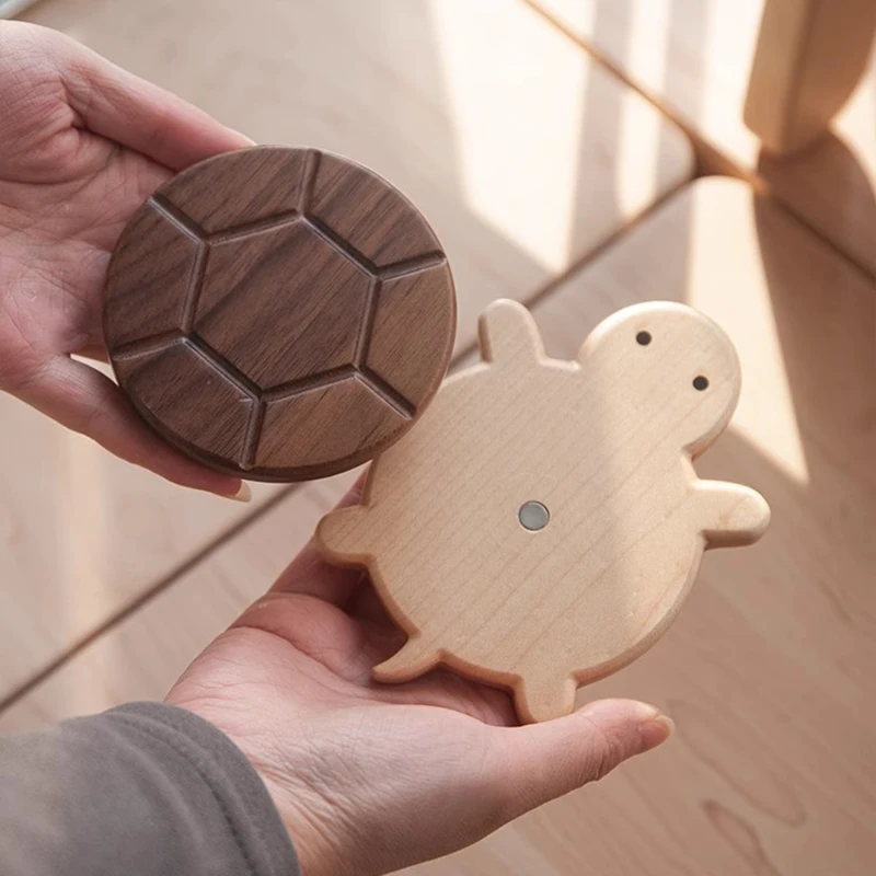 Wooden Coasters Tea Coffee Cup Pad Turtle Shape Drink Mat Bowl Teapot Holder Rotable Insulation Mat Removable Kettle Tea Coaster