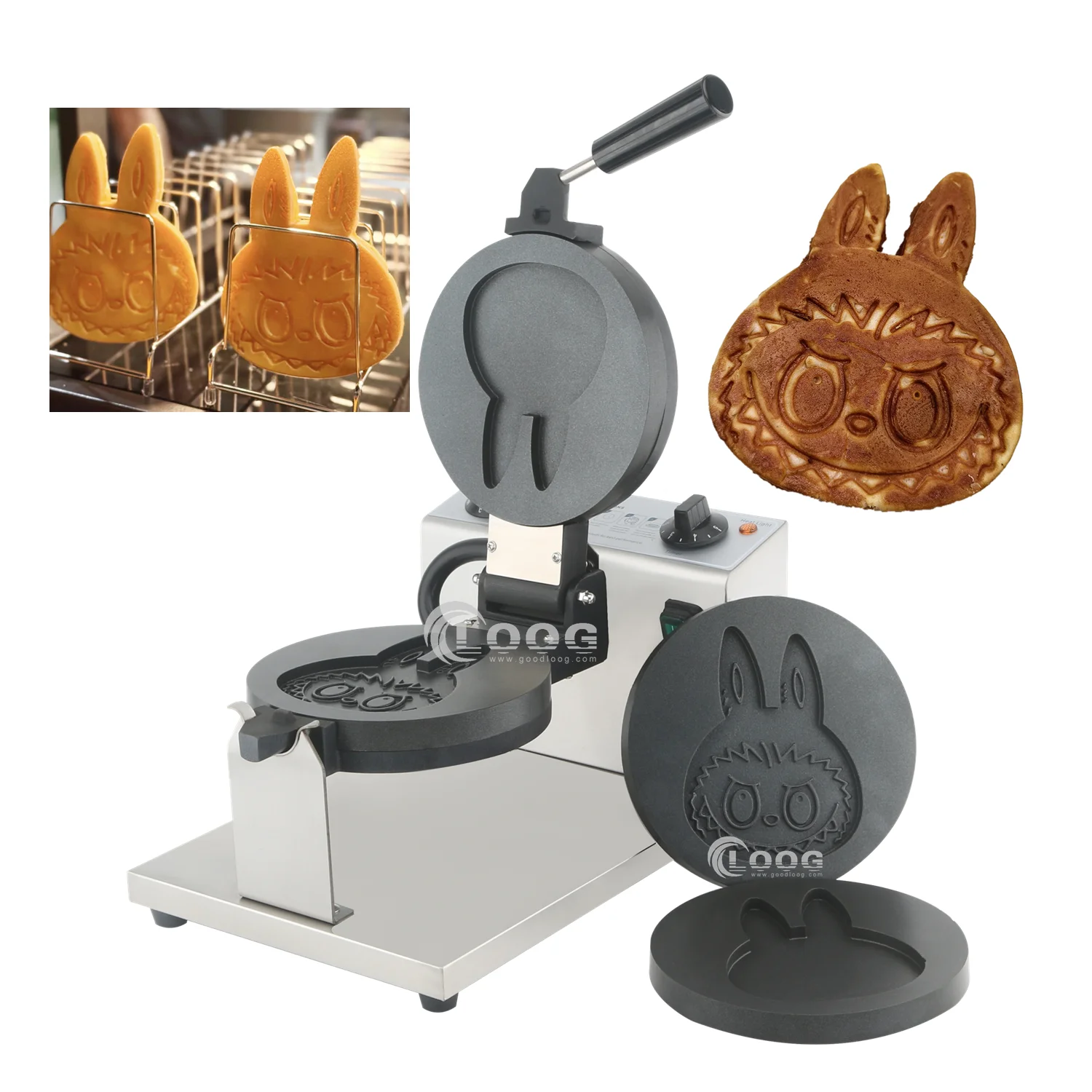 

Custom Cute Shape Waffles Maker Stainless Steel Commercial Big Labubu Waffle Making Machine for Sale