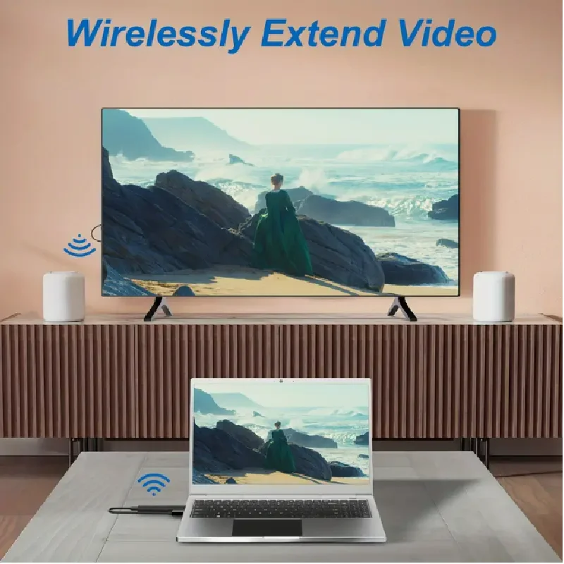 Dcolor Wireless HD Transmitter and Receiver 1080P 60Hz HD Extender Kit for Media Streaming, Maximum 30M(98ft) Range, Low Latency
