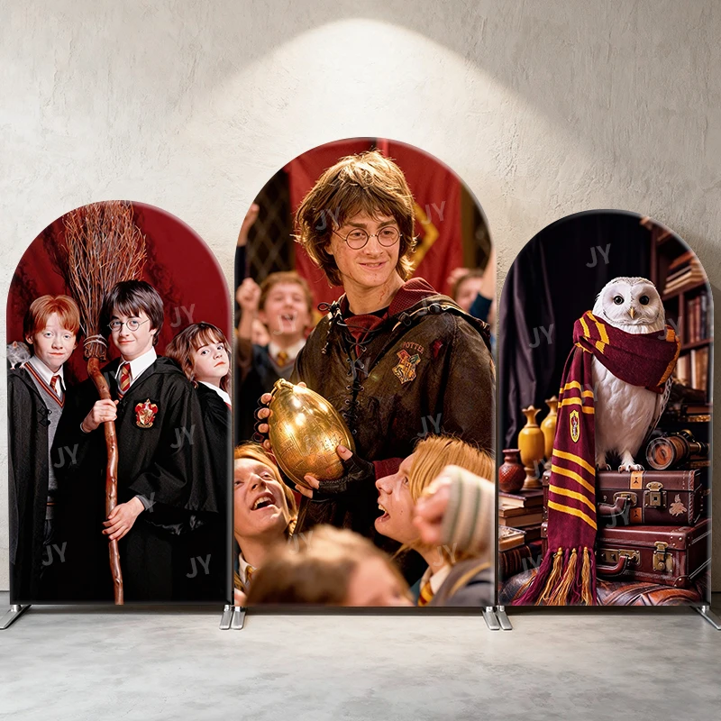 

Harry Potter Gryffindor Quidditch Golden Snitch Hedwig Arch Backdrop Cover Classic Scene For Birthday Party Wizard Photo Booth