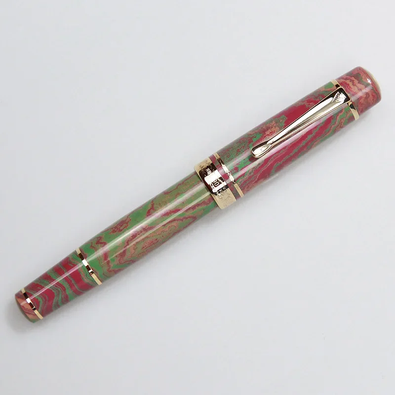 JUNLAI/WingSung 900 Ebonite Fountain Pen N0.9 18K Gold Nib KOP Gold Clip Piston Standard Heartbeat Gold Nib Writing Gift