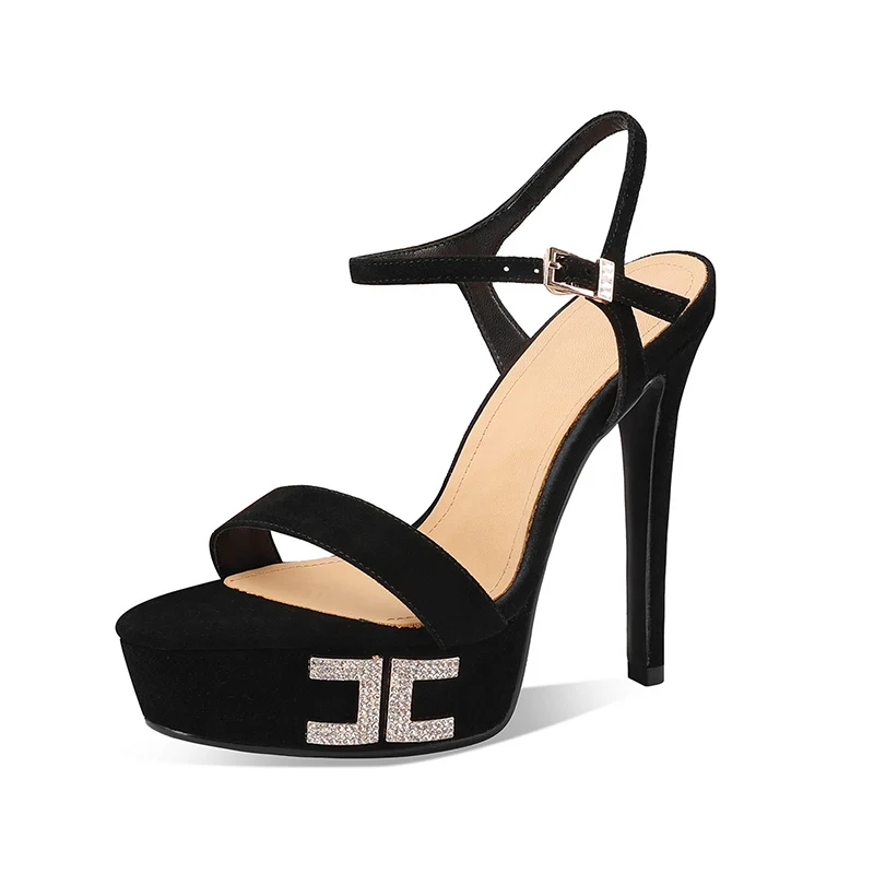 أردن فورتادو الصيف الوردي الأغنام الجلد المدبوغ منصة كريستال مأدبة أحذية جولة تو سوبر عالية الكعب كلمة حزامي الصنادل حجم كبير