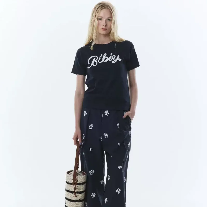 

Short Sleeve T-shirts Summer New Arrivals Letter Embroidered Korean-style Crew Neck Tops for Girls Fashion Women T Shirt
