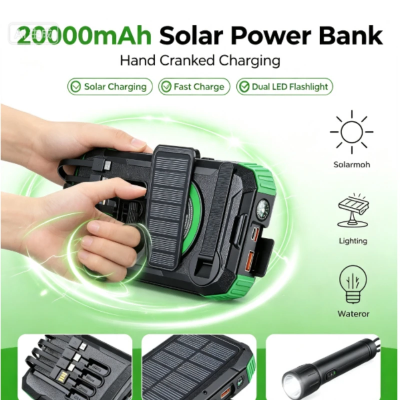 Wireless Charger Watch - Batterie externe solaire 20000 mAh avec
