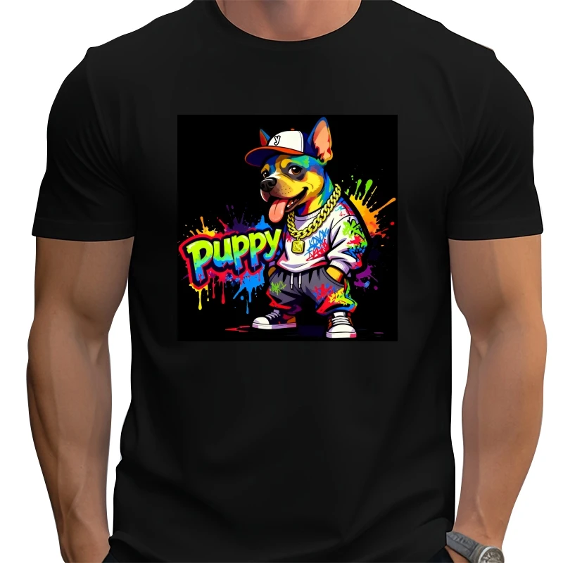 تي شيرت فضفاض كبير الحجم على طراز الرسوم المتحركة الممتعة على طراز الشارع مطبوع عليه رسومات رائعة هيب هوب 100% قطن علوي #1