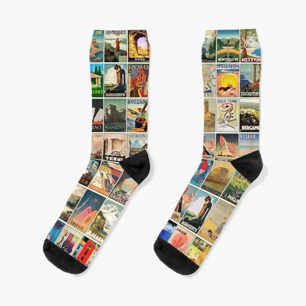 Italy Travel Posters Socks shoes custom sports Heating sock luxe Socks Men Women's