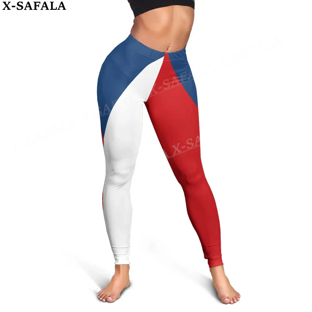 Czech Republic Coat Of Arms Love Country Leggings 3D Print Women Yoga Girl Stretch GYM Slim High Waist Legging Summer Sports-1