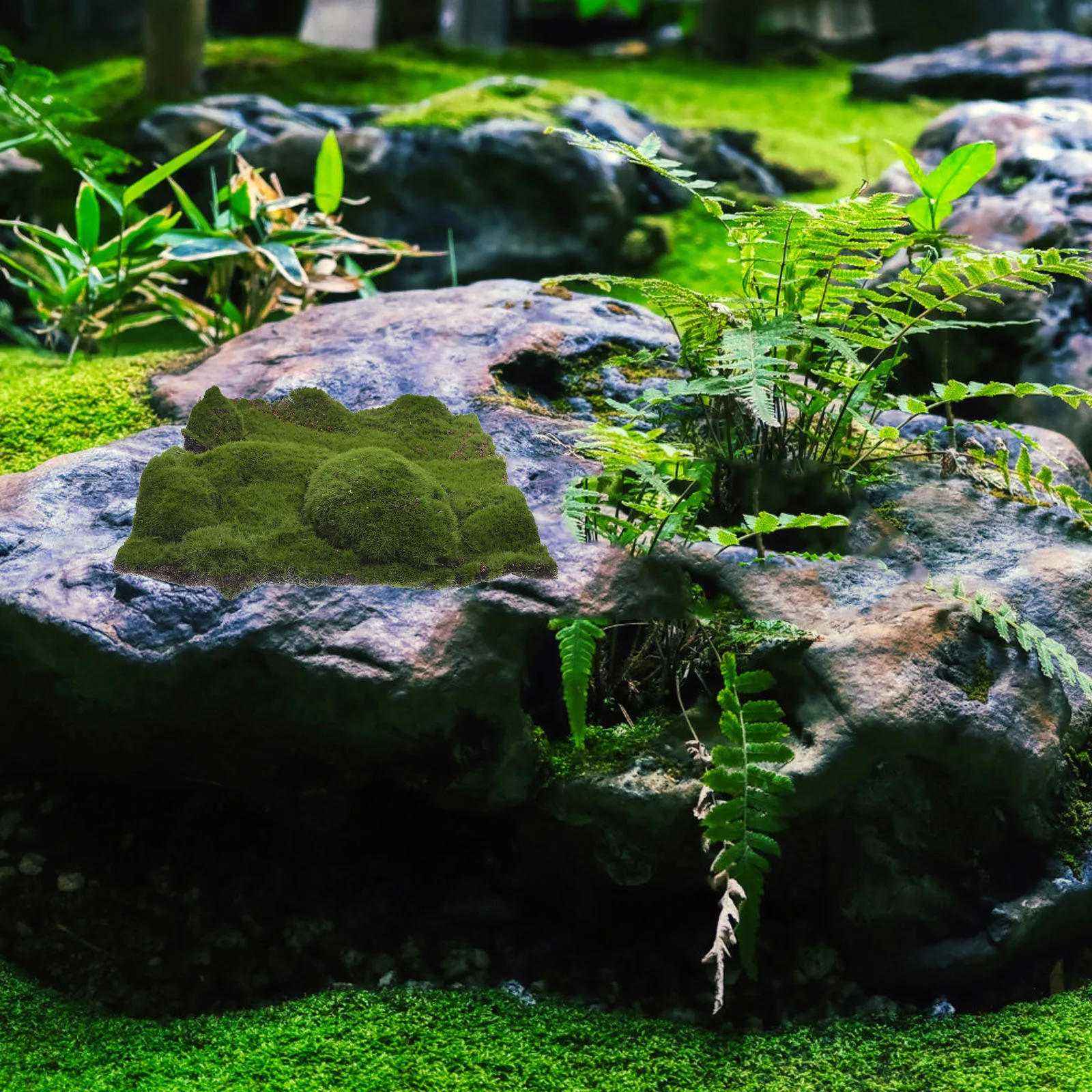 

Simulated Moss Turf Artificial Grass 30x30cm Decorative Mat Reusable Bonsai Terrarium Garden Craft Pad Floral Moss