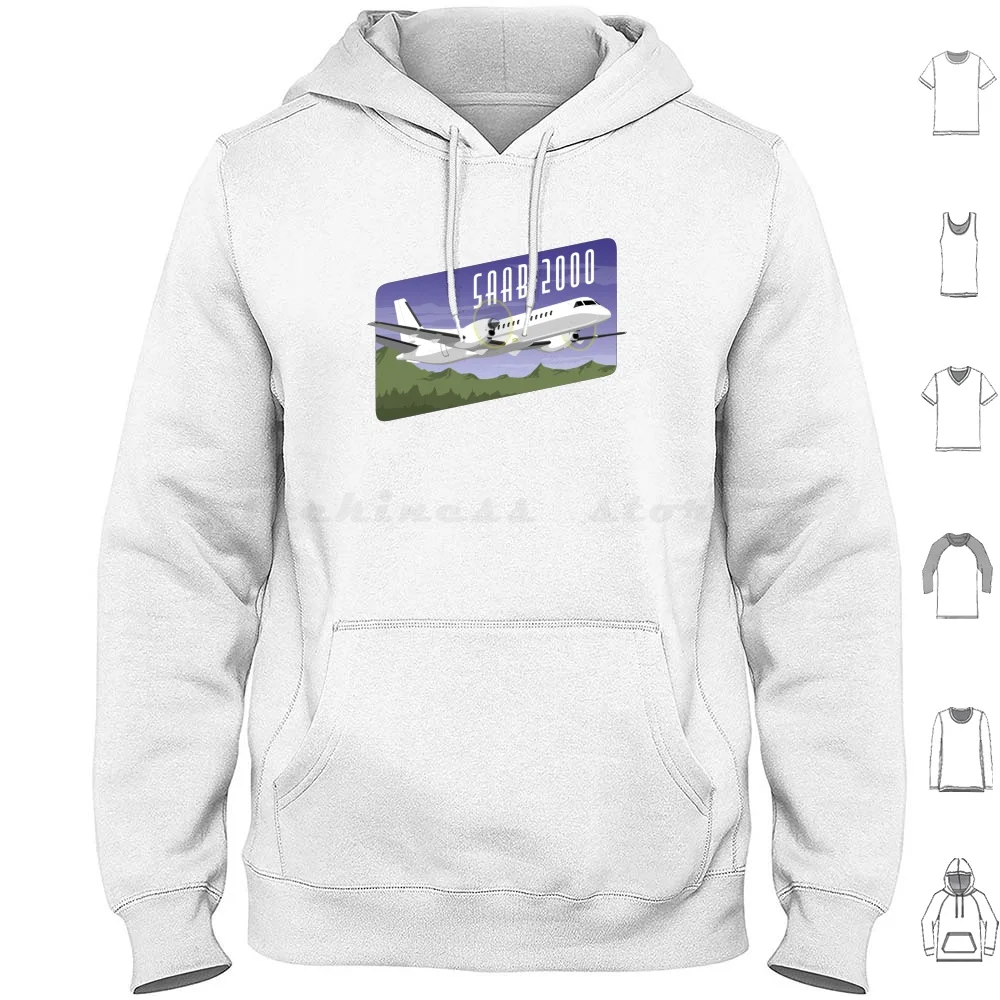 The Speedy Saab 2000! Hoodie cotton Long Sleeve Airplane Saab 2000 Plane Aviation Aeroplane Turboprop Sverige Sweden