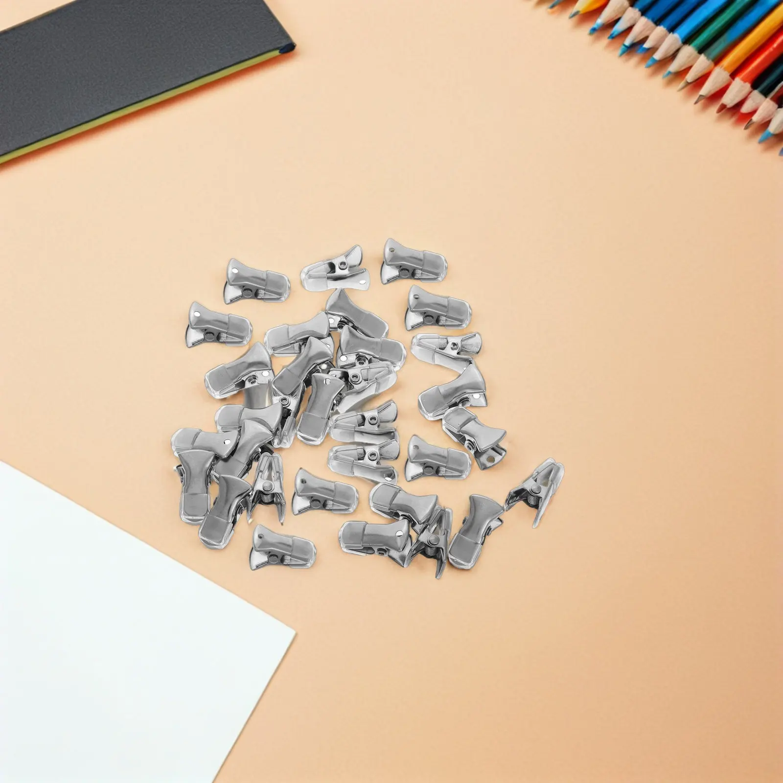 60Pcs Mini Metal Alligator Clips Non Slip Flat Mouth Clamp Office Badge Holder School Supplies Crafting DIY Name Tag