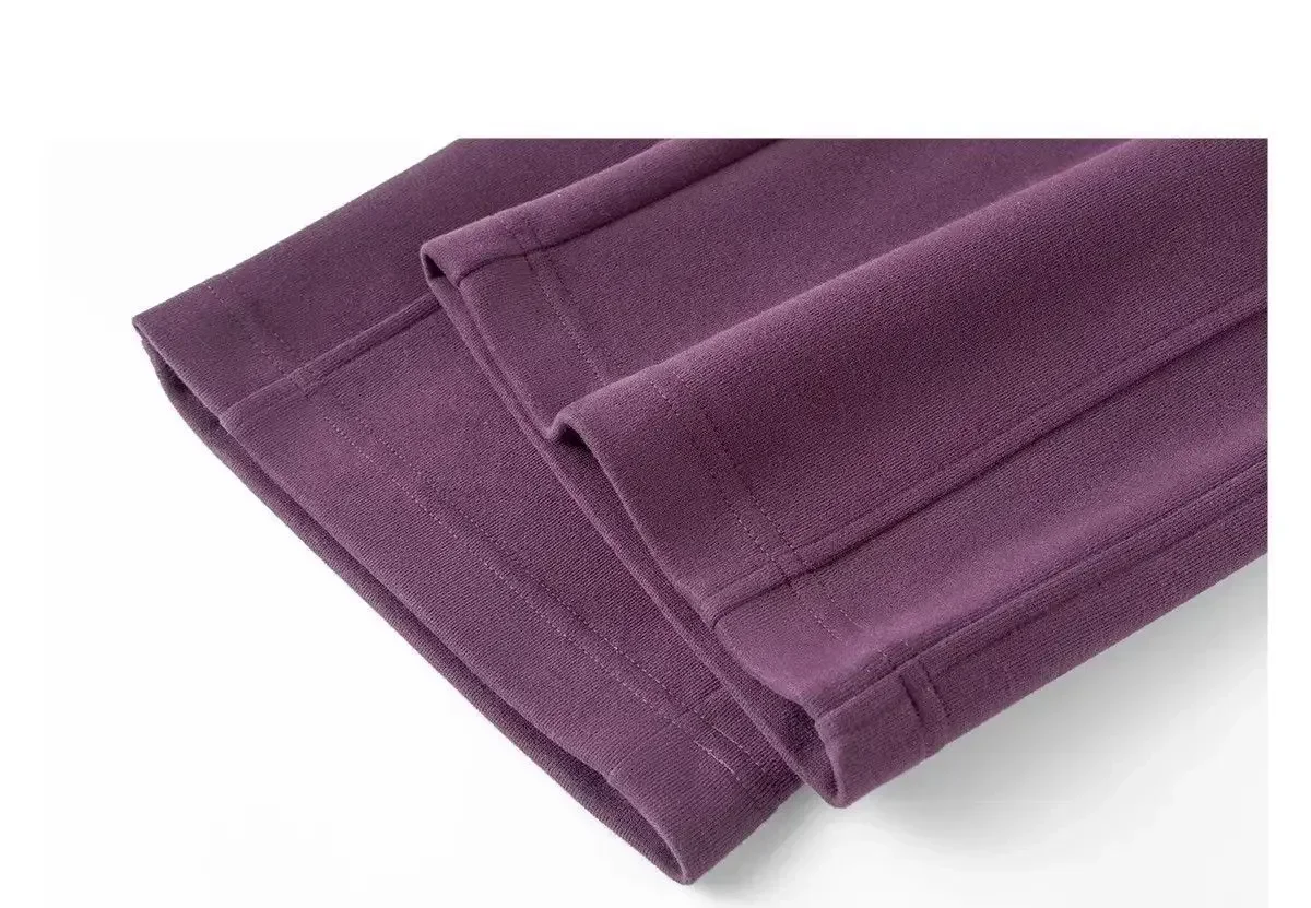 Gerade geschnittene, weit geschnittene Hose in Merlot-Lila, schlankmachend, für Frühling und Herbst, locker fallend, sportliche Jogginghose im koreanischen Stil. – Detail 22