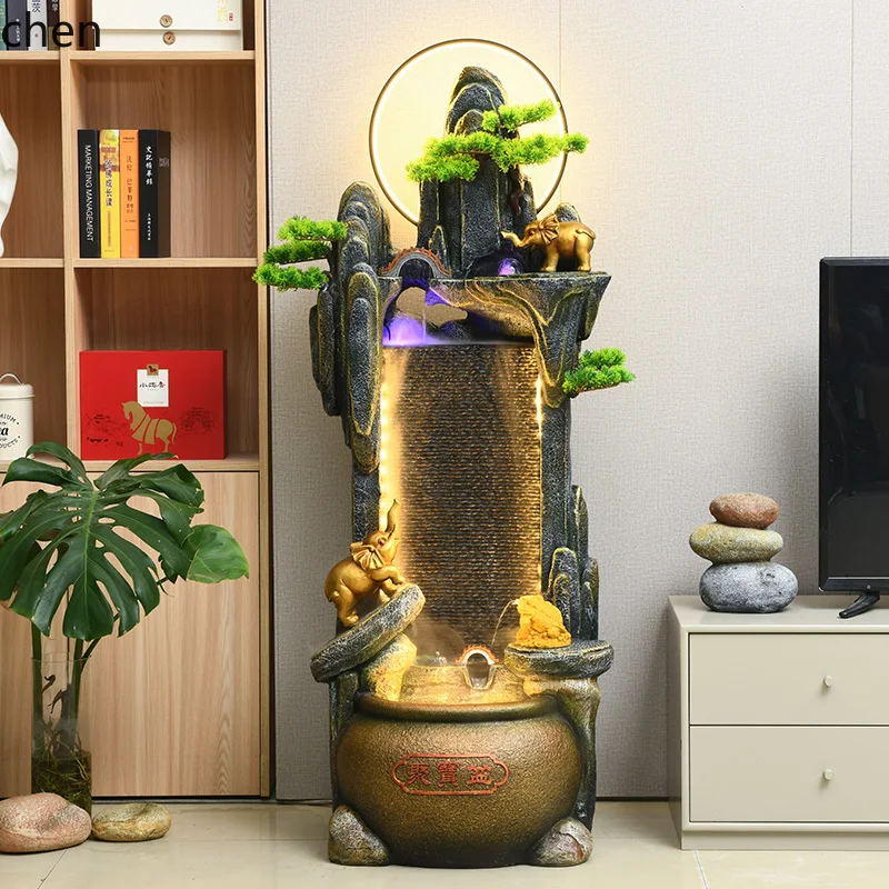 

ZML rockery flowing water ornament circulating water fountain living room floor lucky feng shui wheel