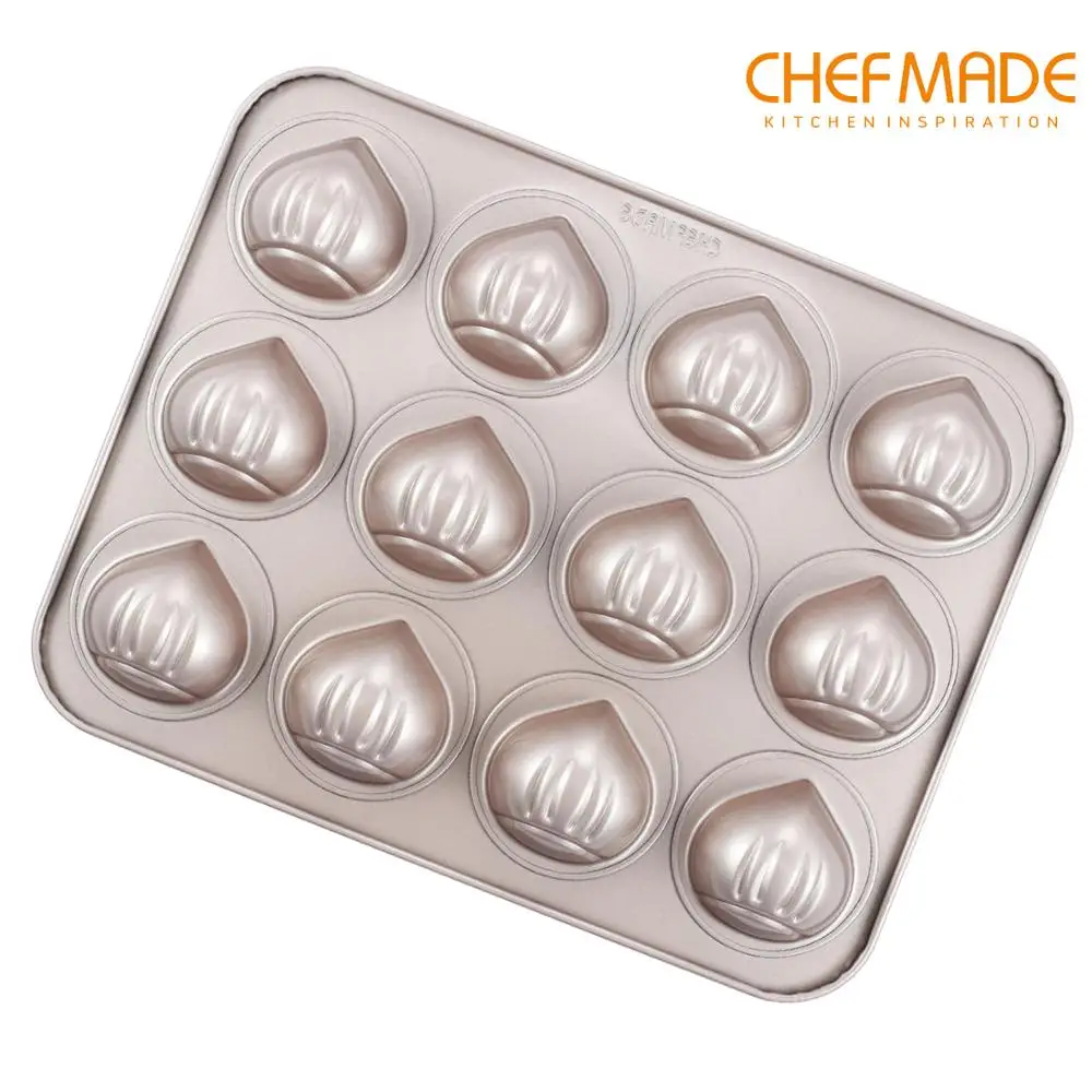 CHEFMADE Chestnut-Shaped Cake Mold, 12-Cavity Non-Stick Bread Pan Approved for Kitchen Oven Baking