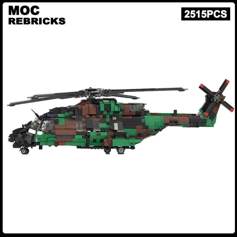 MOC Military NHIndustries NH-90 Tactical Transport Aircraft Building Blocks Model Technical Bricks Assembly Toy DIY Kid Gift Set