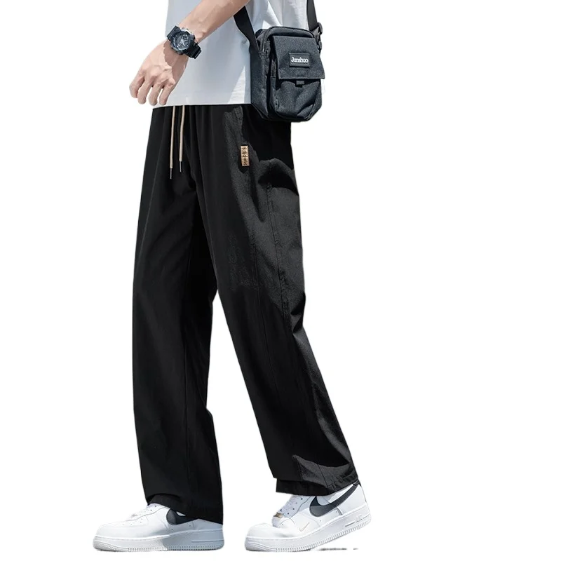 2026 Fashionable Solid Color Casual Pants Suitable for Men in Spring and Summer Loose Multi-functional Straight Leg Sports Pants