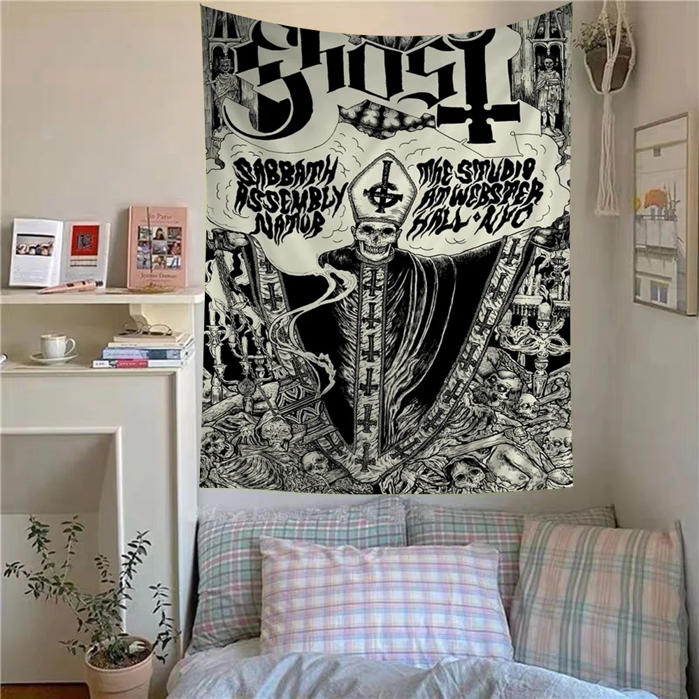 Ghost Band  Funny Cartoon Homer SimpsonS Family Printed Large Wall Tapestry Hanging Tarot Hippie Wall Rugs Dorm Home Decor