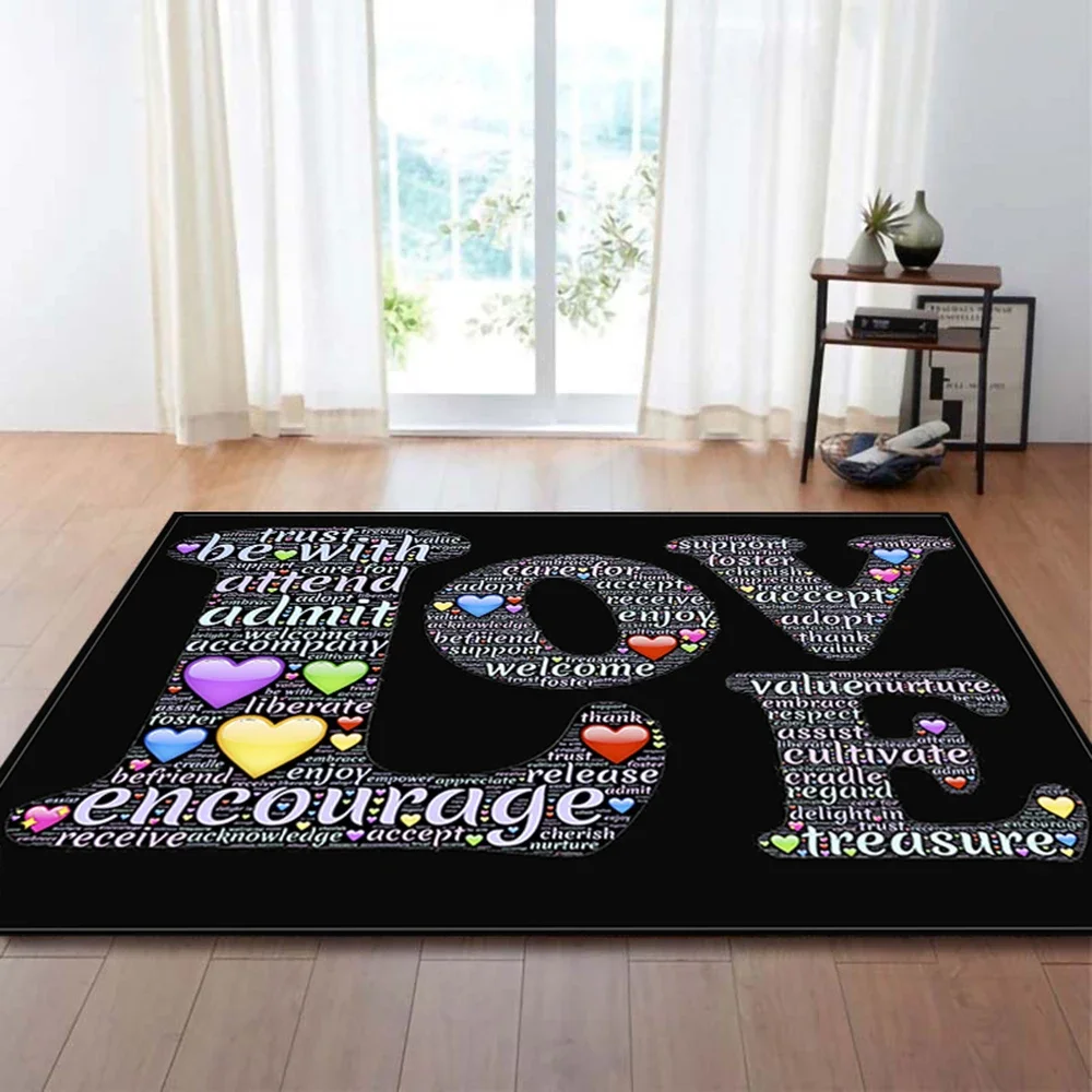 Welcome Love Heart Carpet Home Decor Floor Mats Entrance Interior Doormats Corridor Anti-Slip Carpets for Bedroom Decoration