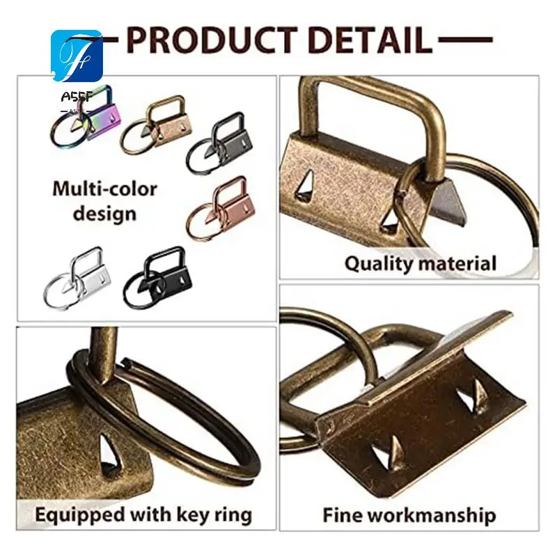 

A55F-180 PCS Key Fob Hardware 1 Inch 6 Colors Keychain Fob Wristlet Hardware Key Fob Chain Hardware