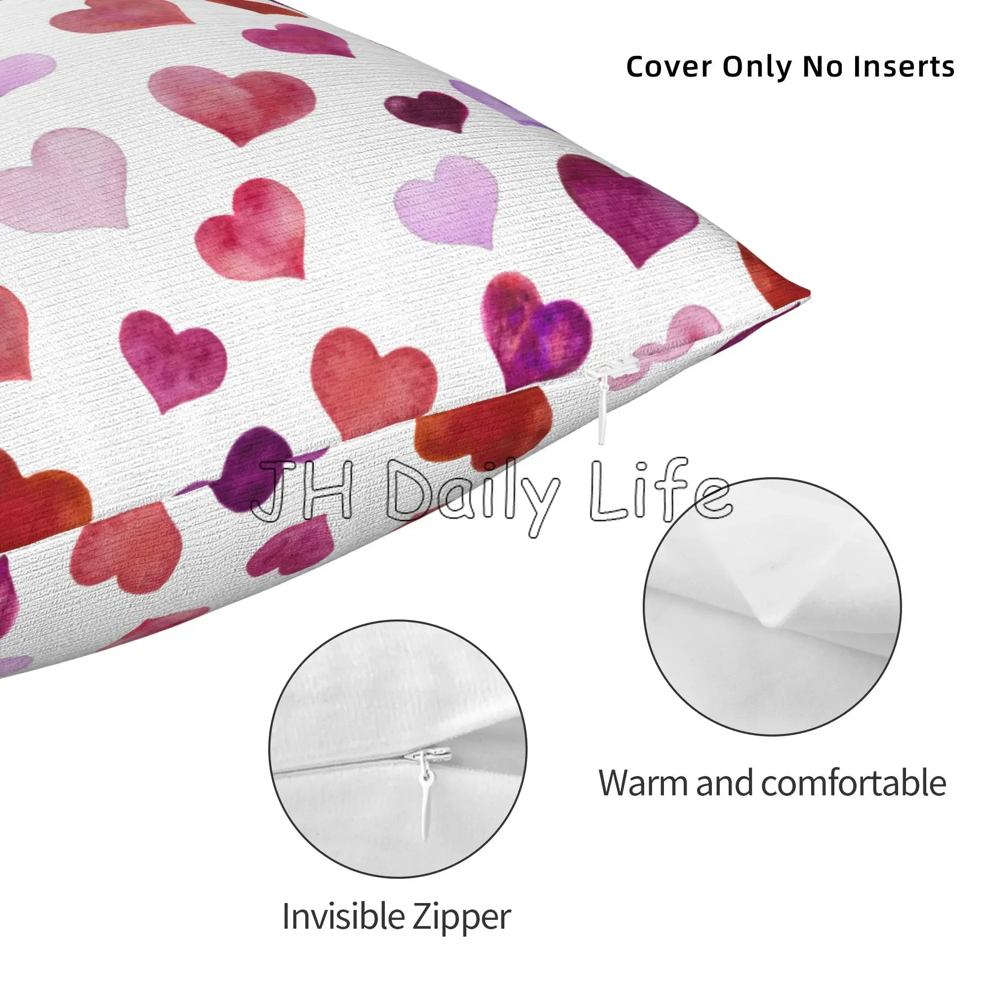 Red Pink Love Heart Pillow Case Home Sofa Bed Decor Pillow Cover Cushion Cover Square Pillowcase 18x18 Inch Valentine\'s Day Gift