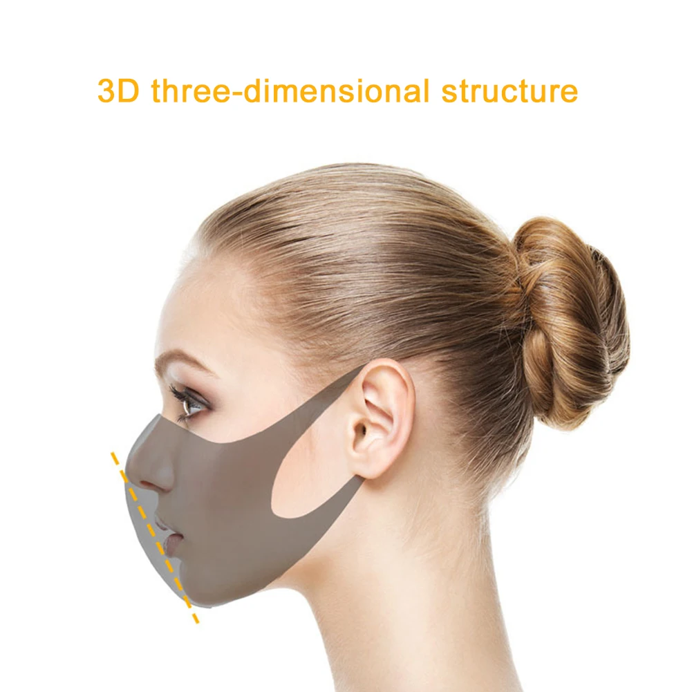 3Pcs Adjustable Washable Ice Silk Face Mask Resuable Dust-proof Anti Dust Filter Mouth Masks for Adults and Kids