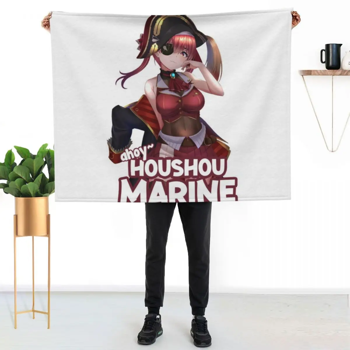 

Housou Marine - Hololive Throw Blanket Fluffy Cozy Throw Blanket for Home Decor